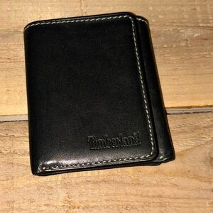 Timberland Black Leather Trifold Wallet